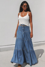 Cake Denim Half Body Long Skirt GMYT-14203