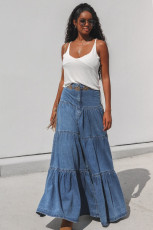 Cake Denim Half Body Long Skirt GMYT-14203