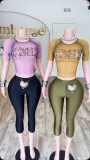 Pre Order: About 7 work days shipping Fashion Letter Print T-shirt Pants Suit YUEM-300341