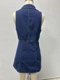 Sleeveless Lapel Single-breasted Midi Dress GMYT-13611