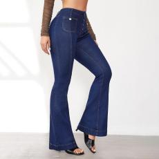 Vintage Patchwork Denim Flared Jeans GMYT-13366