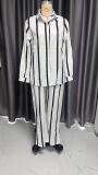 Stripe Long Sleeve Shirt Two Piece Pants Set GMYT-250122