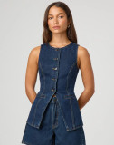 Fashion Sleeveless Vest And Shorts Loose Denim Suit GMYT-13605