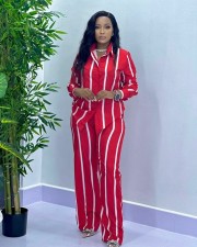 Stripe Long Sleeve Shirt Two Piece Pants Set GMYT-250122