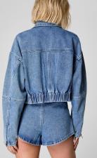 Long Sleeve Loose Coat Denim Two Piece Short Set GMYT-12982