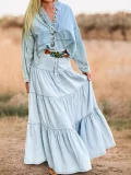 Cake Denim Half Body Long Skirt GMYT-14203
