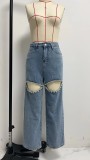 Fashion Hollow Out Straight Jeans GMYT-302