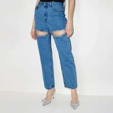 Fashion Hollow Out Straight Jeans GMYT-302