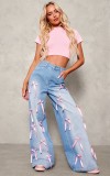 Bow Tie High Waisted Wide Leg Jeans GMYT-12874