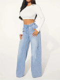 Fashion Loose Drawstring Wide Leg Jeans GMYT-2402