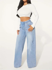 Fashion Loose Drawstring Wide Leg Jeans GMYT-2402