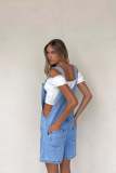 Solid Color Loose One-piece Strappy Denim Shorts GMYT-13353