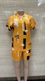 Plus Size Short Sleeve Print Shirt Two Piece Set GMYT-944