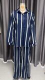 Stripe Long Sleeve Shirt Two Piece Pants Set GMYT-250122