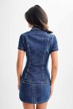 Short Sleeve Lapel Tops Skirt Denim Suit GMYT-13521
