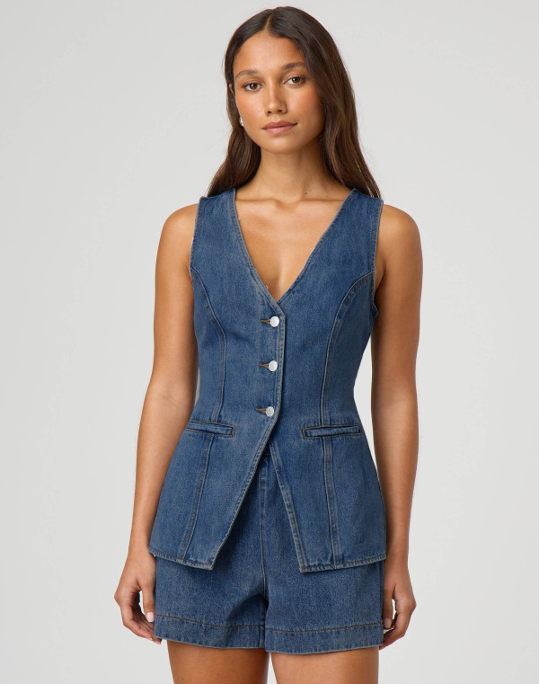 Sleeveless Loose Denim Two Piece Shorts Set GMYT-13368
