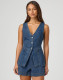 Sleeveless Loose Denim Two Piece Shorts Set GMYT-13368