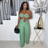 Suspenders Wrap Chest Straight Pants Two Piece Set GMSF-SU9006