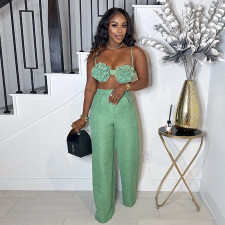 Suspenders Wrap Chest Straight Pants Two Piece Set GMSF-SU9006