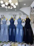 Halterneck Single-breasted Backless Denim Jumpsuit GMYT-13390
