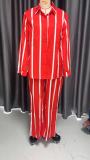 Stripe Long Sleeve Shirt Two Piece Pants Set GMYT-250122