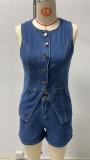 Fashion Sleeveless Vest And Shorts Loose Denim Suit GMYT-13605