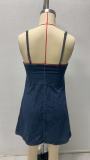 Sexy Halter Adjustable Denim Mini Dress GMYT-13575