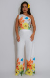 Plus Size Slash Shoulder Sleeveless Loose Two Piece Pants Set NY-11077
