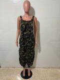 Camouflage Print Casual Back Pants Jumpsuit LX-3581