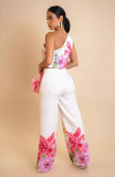 Plus Size Slash Shoulder Sleeveless Loose Two Piece Pants Set NY-11077