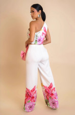 Plus Size Slash Shoulder Sleeveless Loose Two Piece Pants Set NY-11077