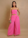 Solid Color Wrap Chest Top Wide Leg Pants Suit ZSD-0752