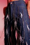 Fashion Tassel Loose Split Jeans LSD-2491