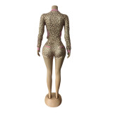 Long Sleeve Leopard Print 2 Piece Shorts Set MEM-88651