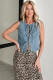 Sleeveless Round Neck Lace-Up Denim Vest GMYT-13978