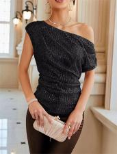 Off Shoulder Sequin Pleated Tops GMYT-01