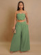 Solid Color Wrap Chest Top Wide Leg Pants Suit ZSD-0752