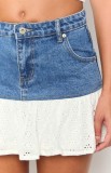 Lace Patchwork High Waist Denim Skirt GMYT-14129
