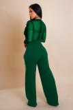 Mesh Patchwork Long Sleeve Jumpsuit OSM-4482