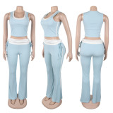 Contrast Color Sleeveless Vest Pants Suit NY-3639