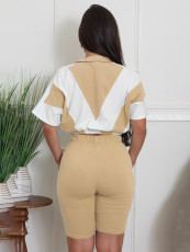 Sport Short Sleeve Contrast Color Shorts Suit SFY-756