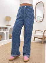 Love Crochet Washed Straight Leg Jeans GMYT-13037
