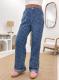 Love Crochet Washed Straight Leg Jeans GMYT-13037