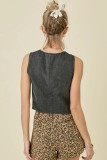 Sleeveless Round Neck Lace-Up Denim Vest GMYT-13978