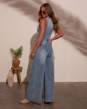 V Neck Sleeveless Denim Jumpsuit GMYT-18604