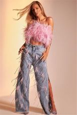 Fashion Tassel Loose Split Jeans LSD-2491