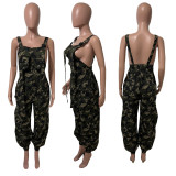 Camouflage Print Casual Back Pants Jumpsuit LX-3581