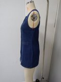 Fashion O Neck Sleeveless Denim Midi Dress GMYT-13613