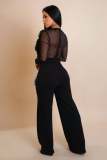 Mesh Patchwork Long Sleeve Jumpsuit OSM-4482