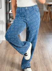 Love Crochet Washed Straight Leg Jeans GMYT-13037